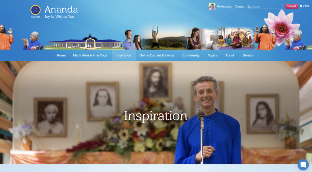 Full-size version of the Ananda.org website's Inspiration page