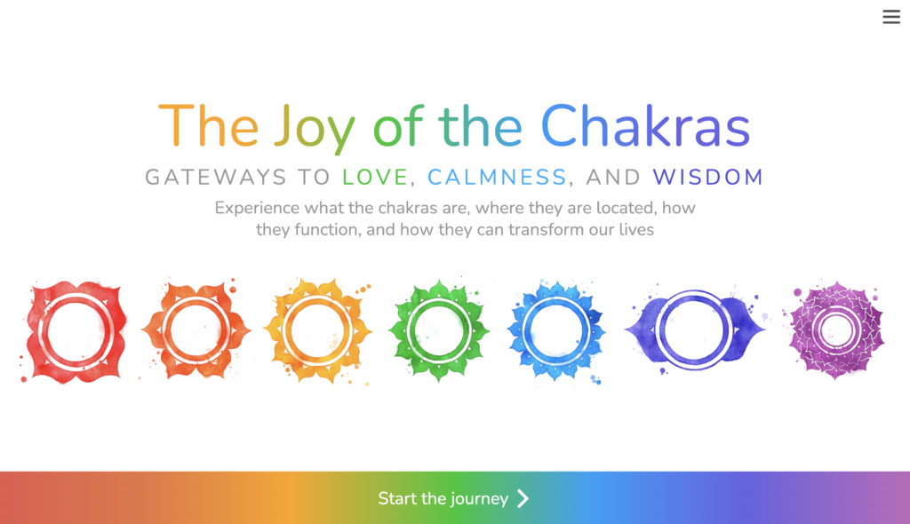 Full-size version of the Joy of the Chakras website, with beautiful design
